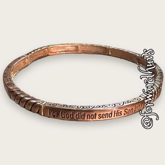 Bundle Sale 3 for $15 | Stackable Religious Stretch Bracelet John 3:17 - Picture 3 of 9